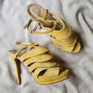Made in Italy, Italian Suede 5.5 inch heels / mustard yellow / Jerome C Rousseau